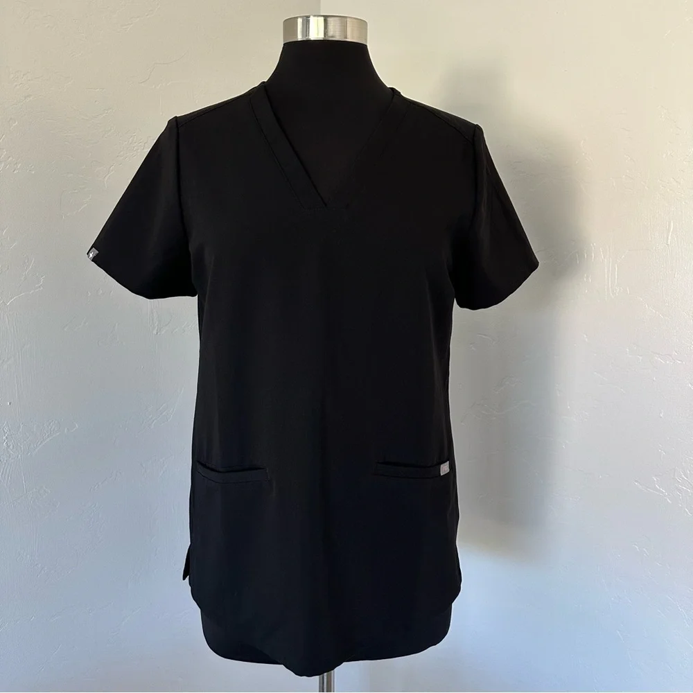 Figs Casma Three-Pocket Scrub Top Black Size S PO1601